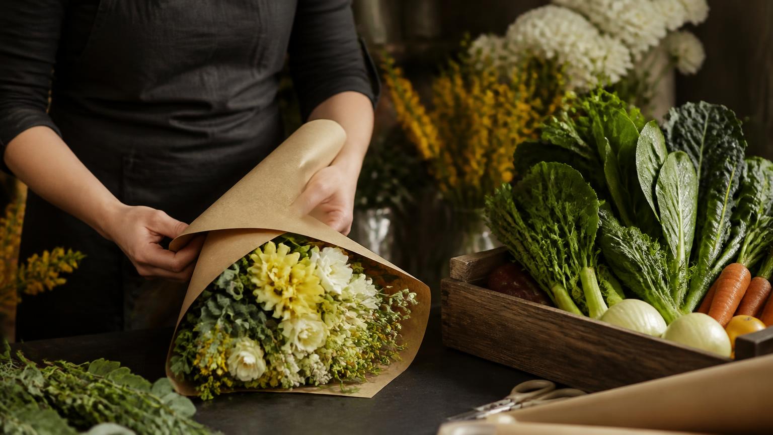 Bloemist met verse bloemen