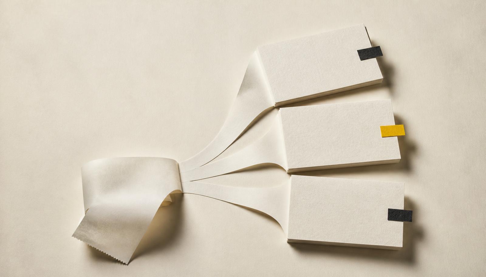 Eén bon die uiteenvalt in drie afzonderlijke contractkaarten