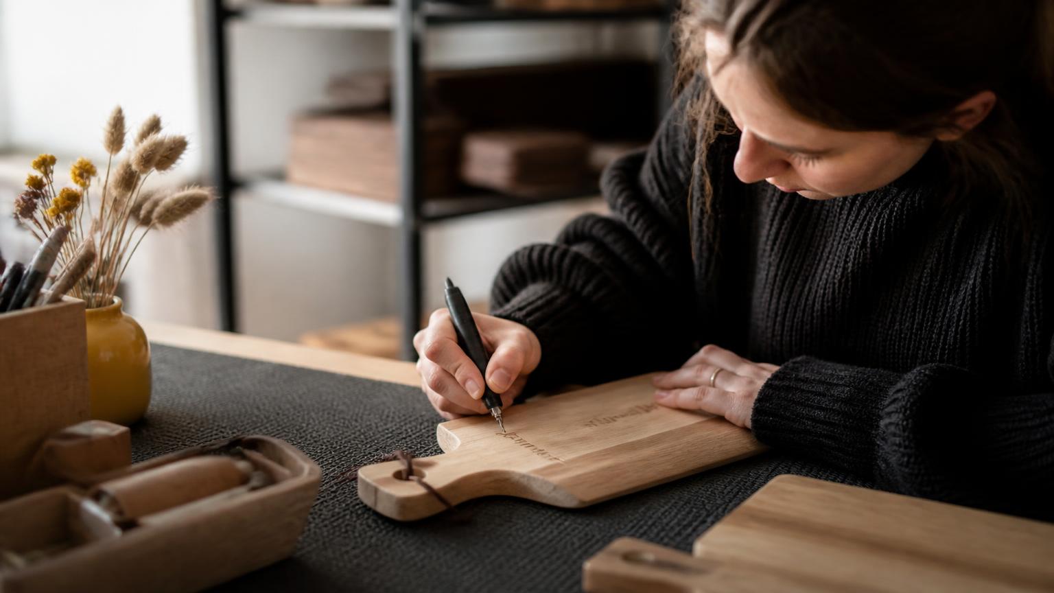 Graveerbank met gepersonaliseerde producten